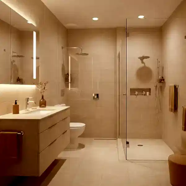 Bej Banyo Dekorasyonu